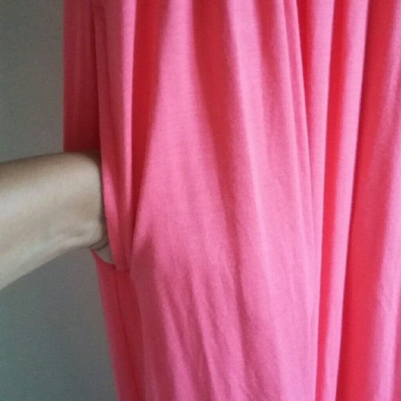 Calvin Klein Lace Accent Halter Dress Coral - Picture 4 of 7